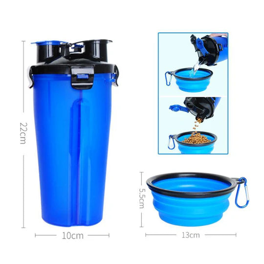 2-in-1 Tragbare Wasser- Und Futterflasche Für Haustiere