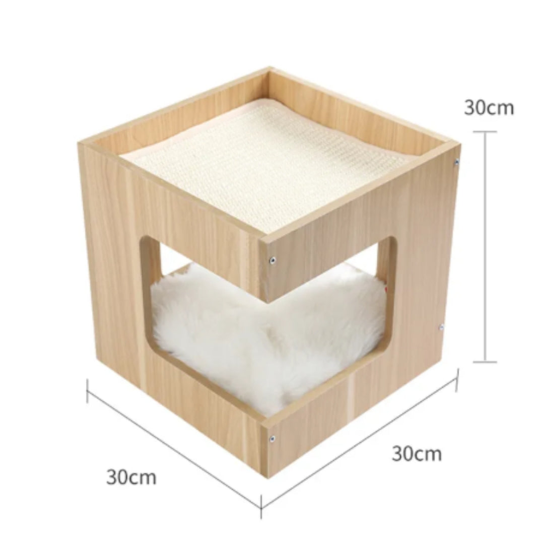 Katzenkratzmöbel Aus Holz – Kratzbaum mit Multifunktionalen Schlafplätzen und Sisalflächen