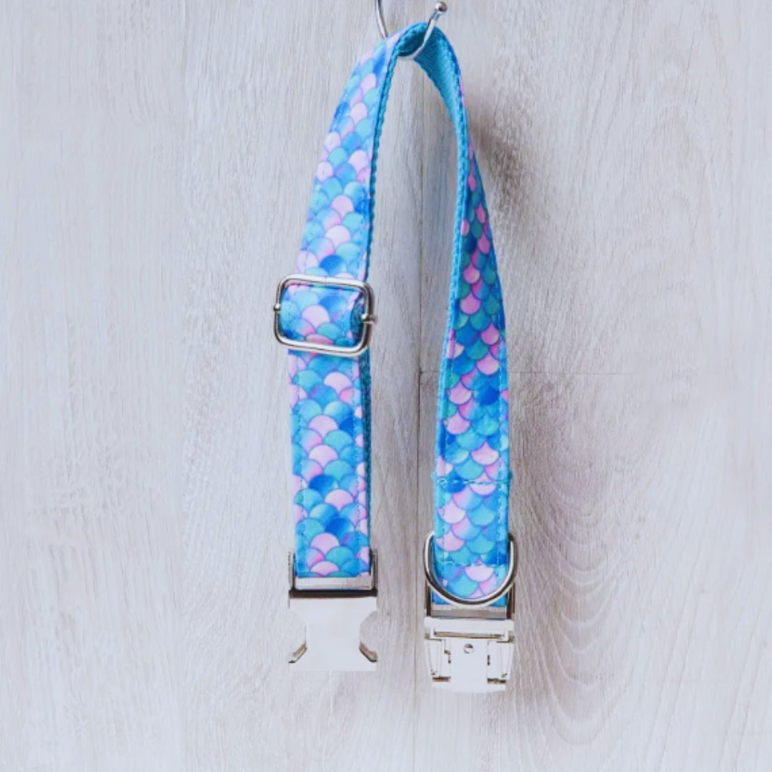 Verstellbares Hundehalsband mit Meerjungfrauen-Muster und Metallverschluss