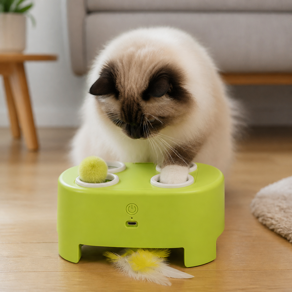 Automatisches Spielzeug mit flatternden Federn für Katzen