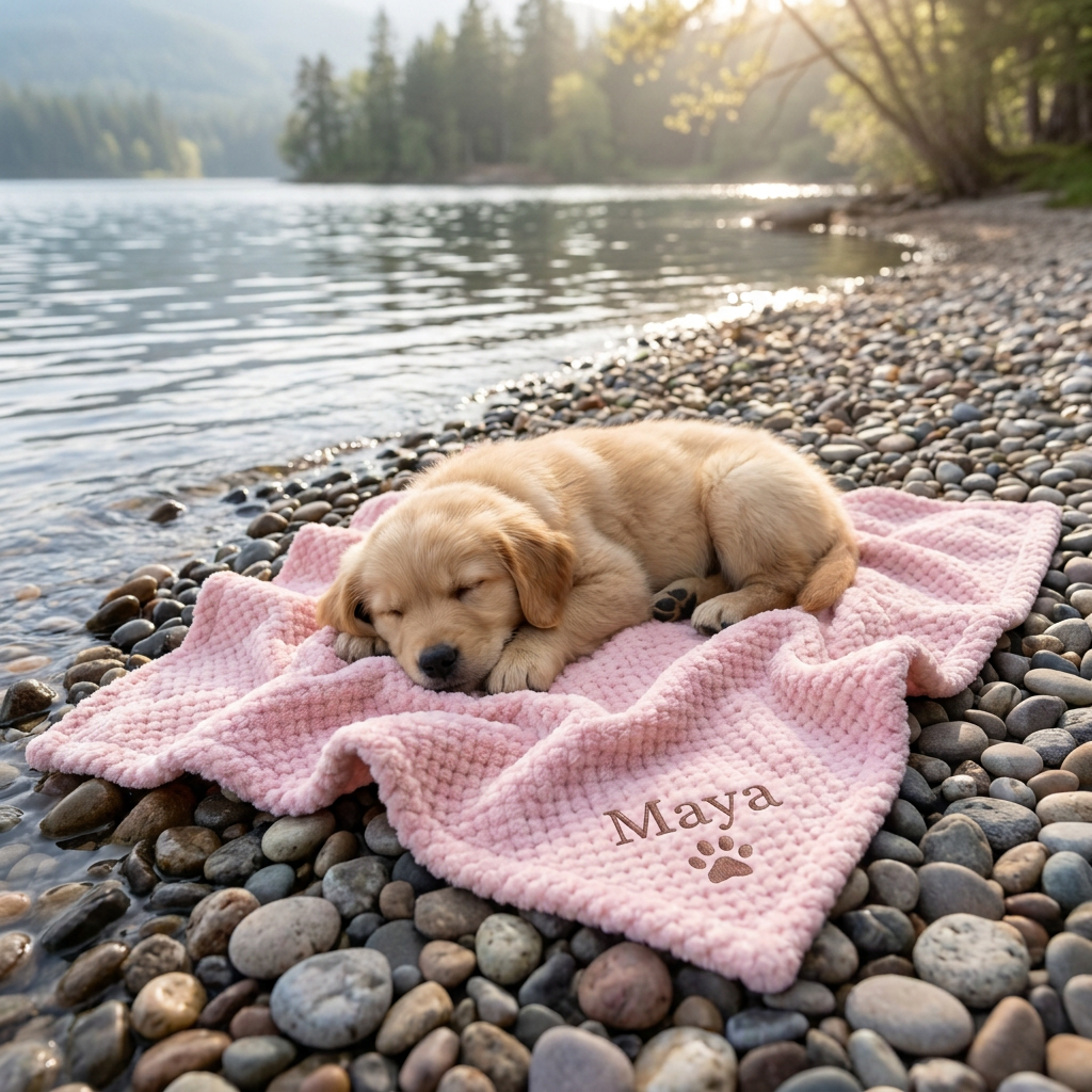 Personalisierte Flauschige Hundedecke Mit Individueller Stickerei