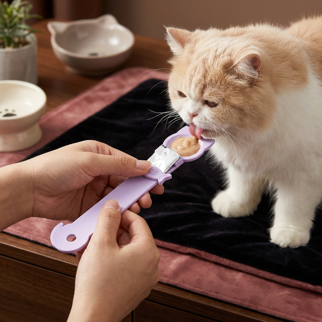 Leckerlöffel für Katzen – Nassfutter- & Snackspender mit langem Griff