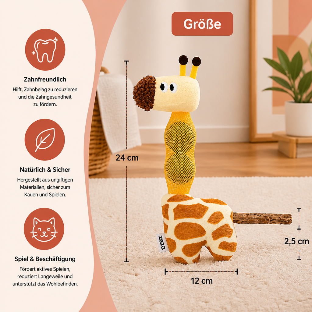 3-in-1 Zahnpflege-Giraffen-Katzenspielzeug – Plüsch, Katzenminze-Bälle & Natürlicher Kaustab