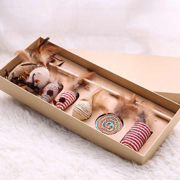 Handgefertigtes 7 Teiliges Premium Katzen Spielset