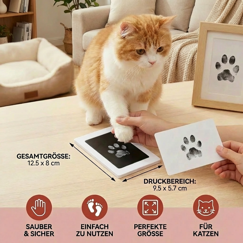 Haustier Pfoten- & Nasenabdruck-Set – DIY Erinnerungsset für Katzen
