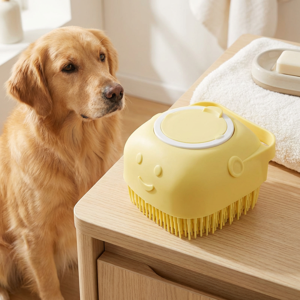 Praktische 2-in-1 Profi Hundebadebürste – Tiefenreinigung & Massage in einem Schritt