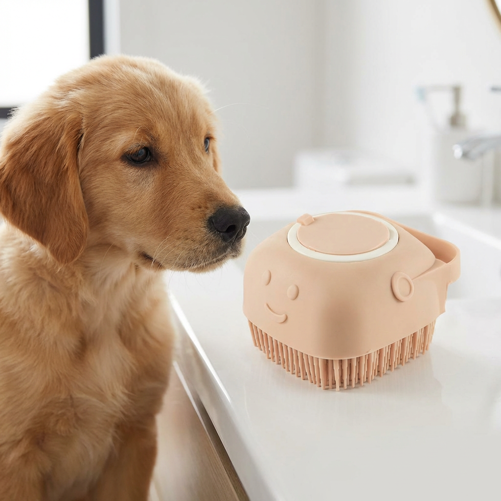 Praktische 2-in-1 Profi Hundebadebürste – Tiefenreinigung & Massage in einem Schritt