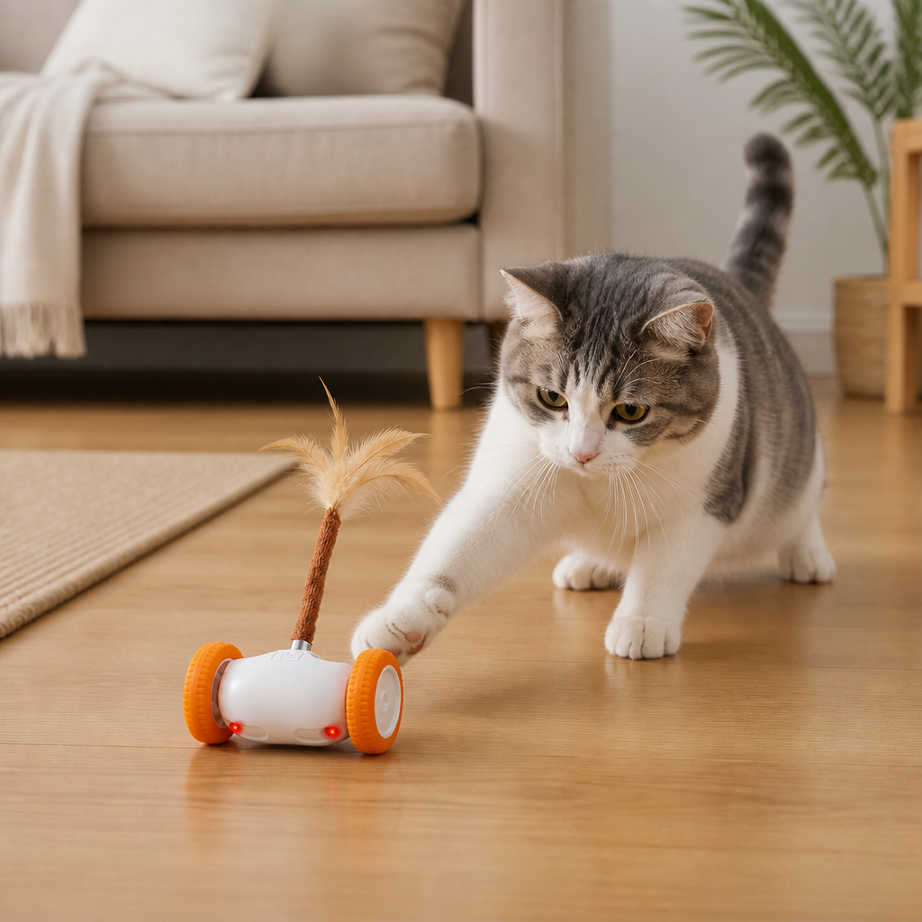Selbstbewegendes Spielzeug mit Federn für Katzen