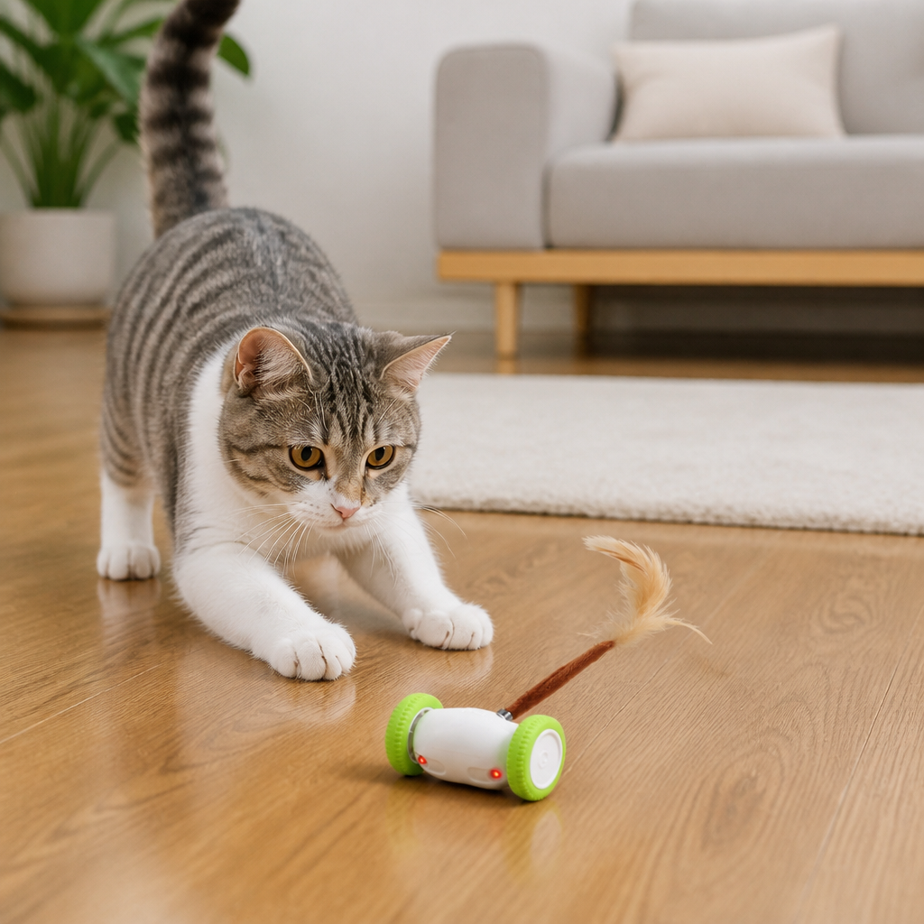Selbstbewegendes Spielzeug mit Federn für Katzen