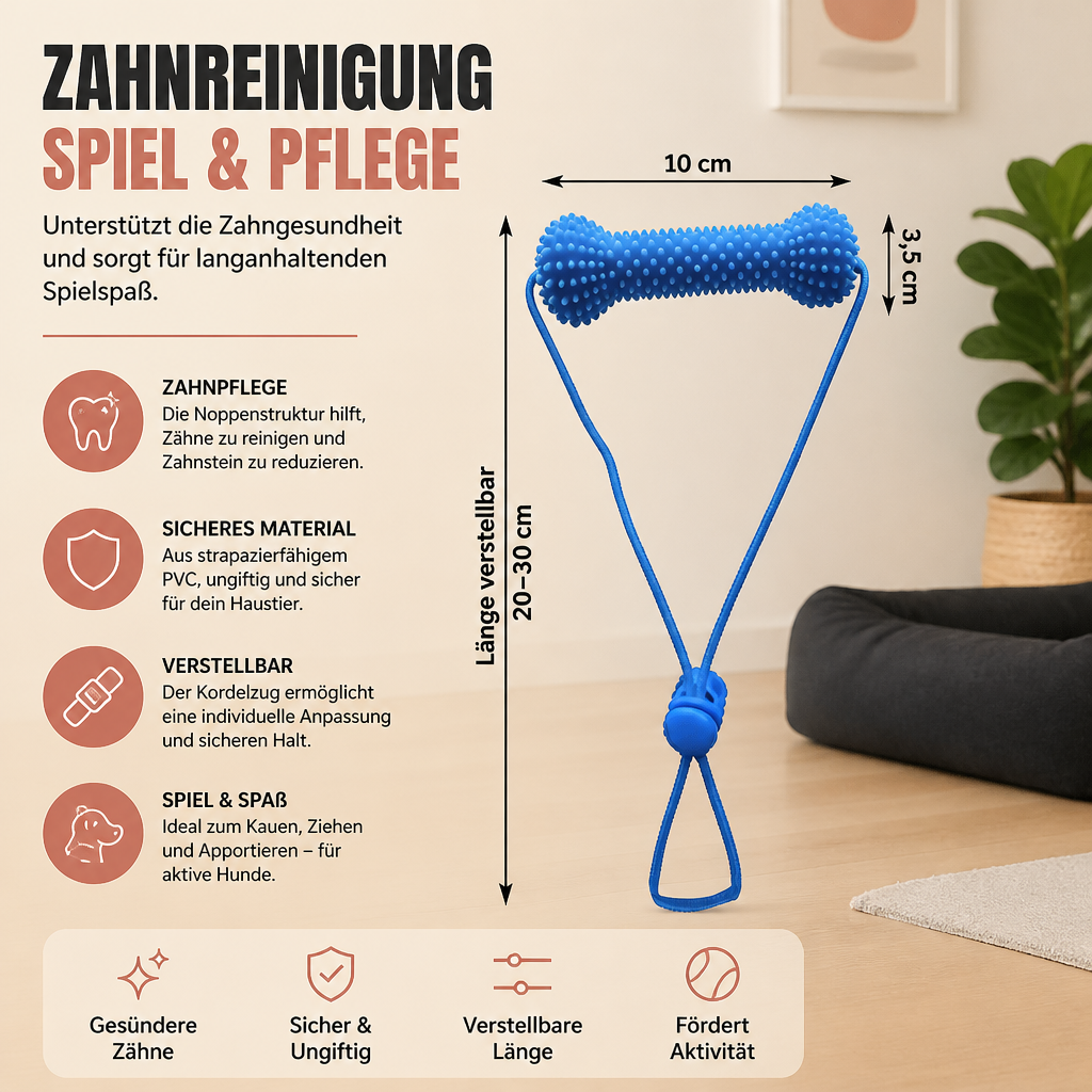 Hundezahnbürste Kauspielzeug mit Verstellbarem Gurt für Einfache Zahnpflege