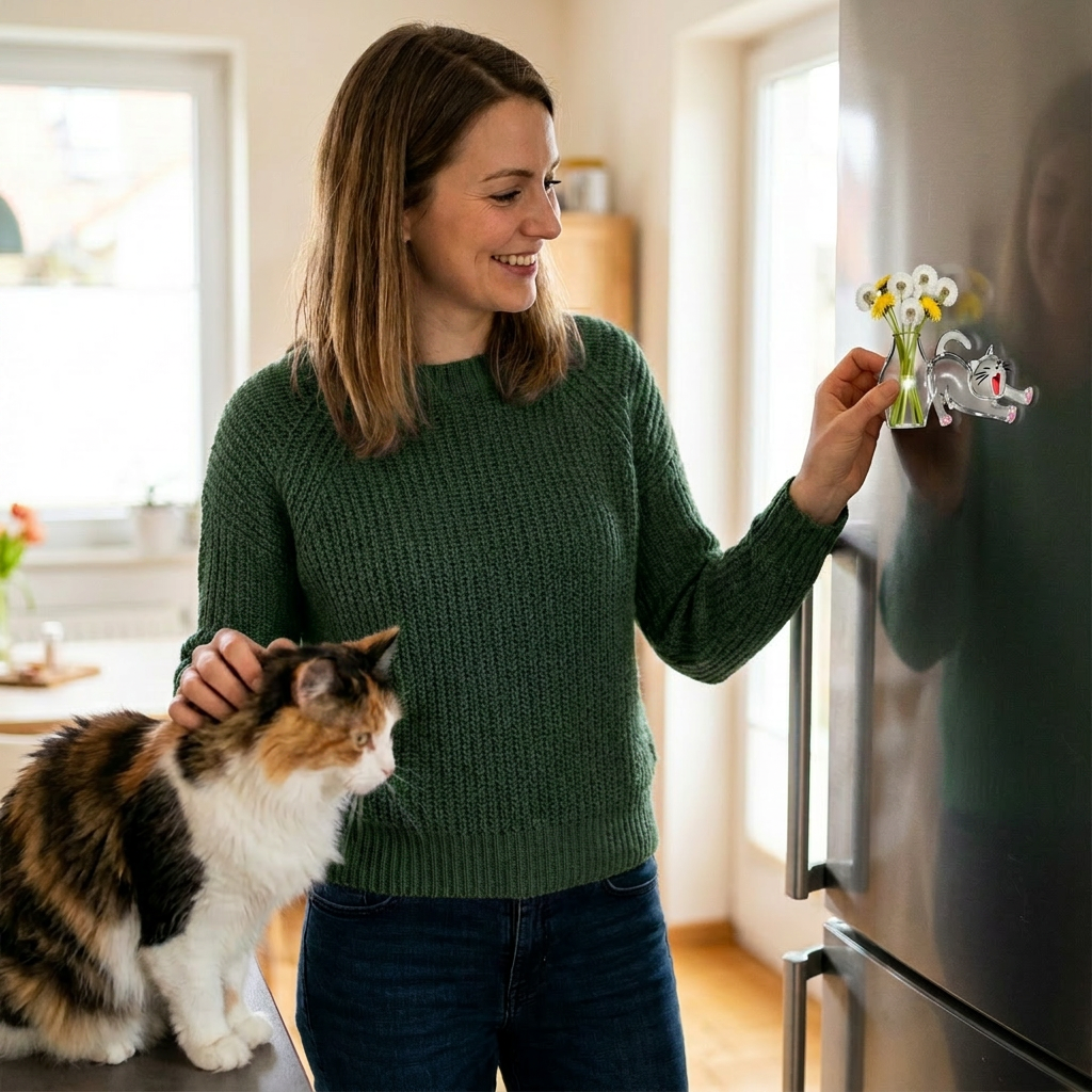 Katzenmagnet als Andenken an die Schnurrhaare – Erinnerung an Fell und Schnurrhaare