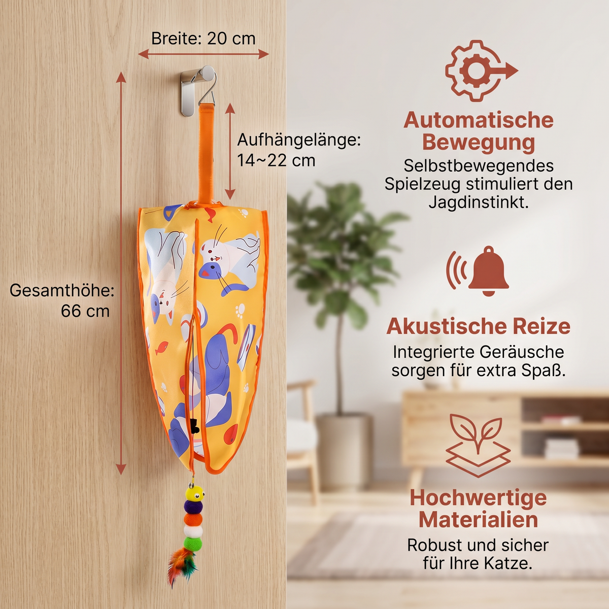Automatisches hängendes Katzenspielzeug mit Federlockern und Geräuschen