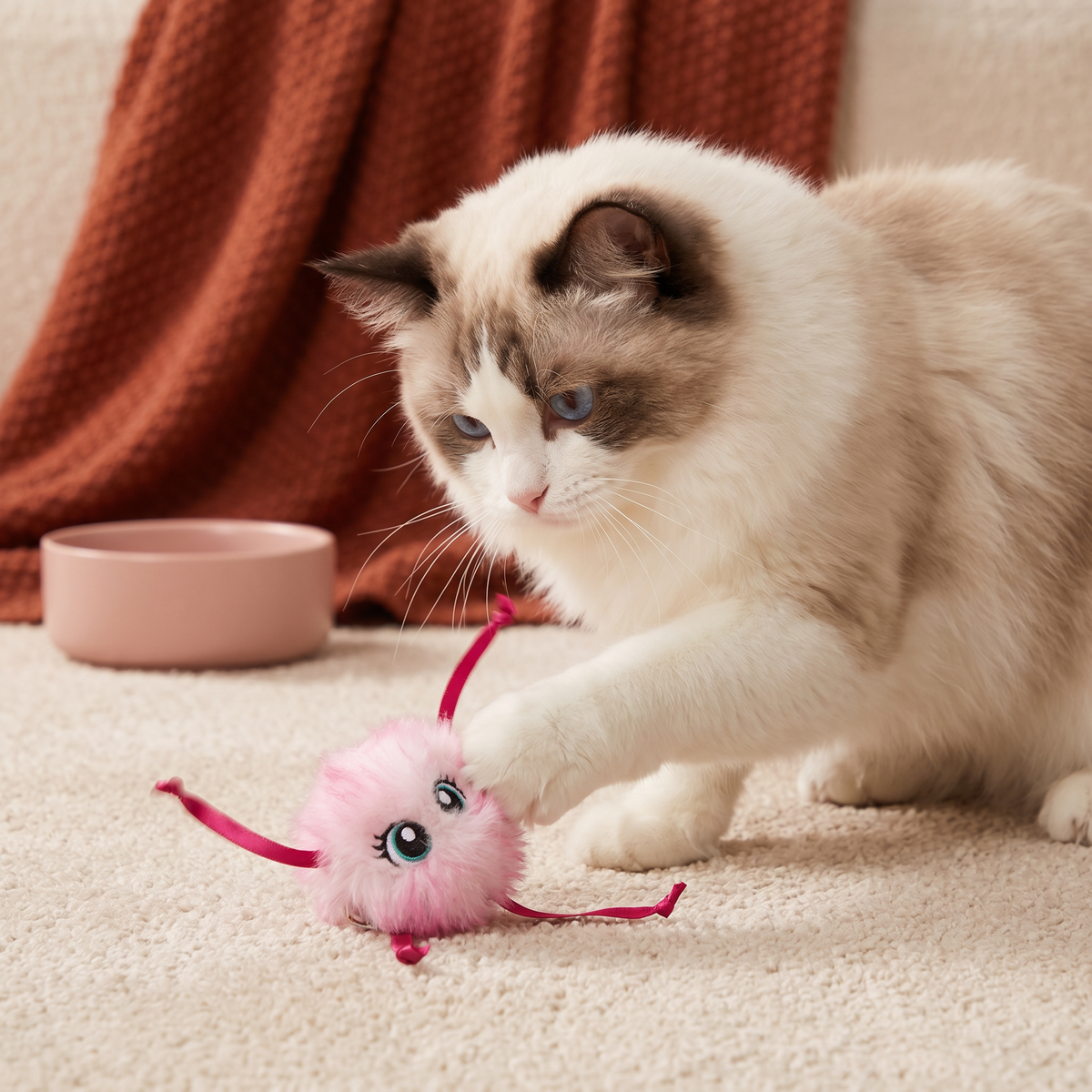 Niedliches interaktives Plüsch-Rollspielzeug für Katzen