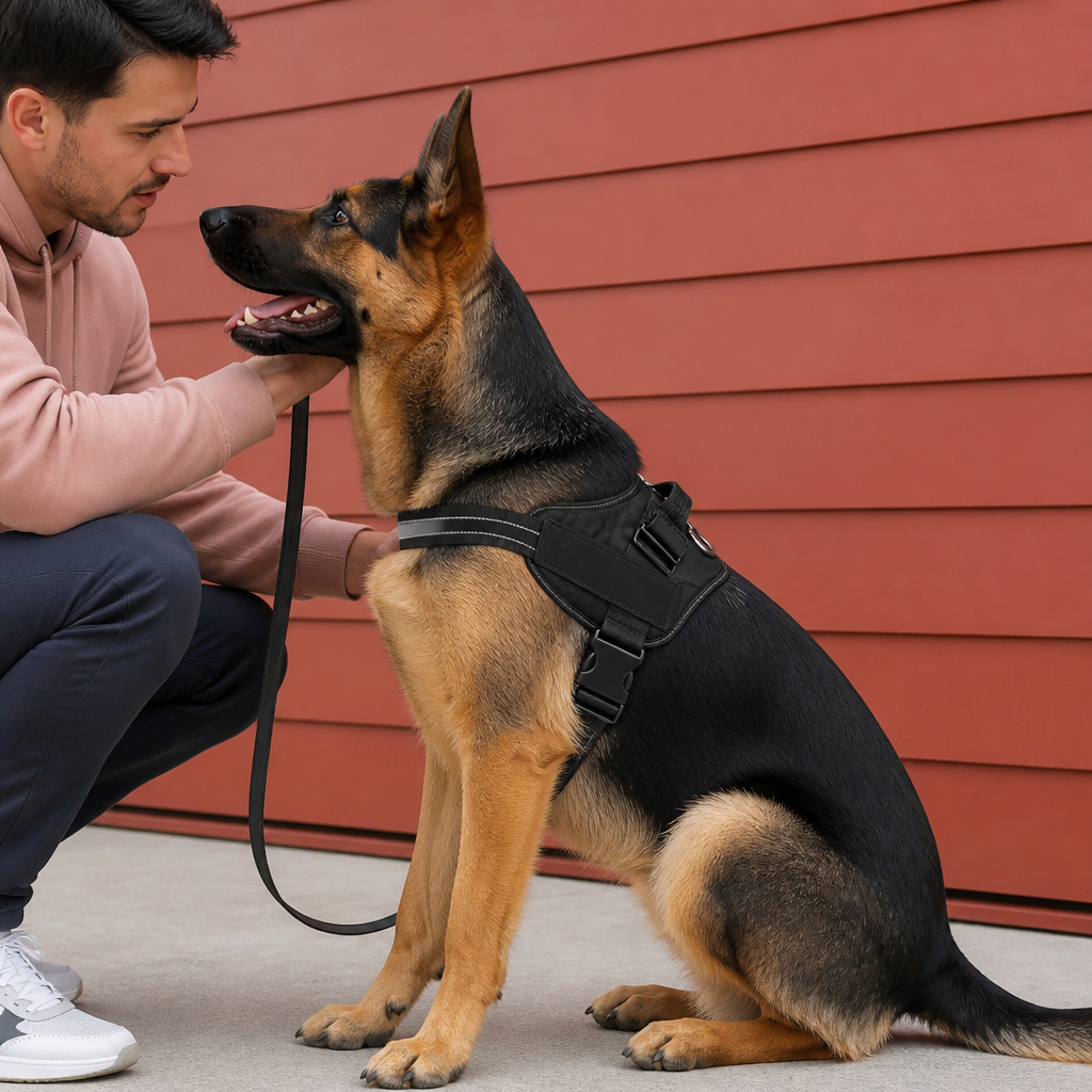 Reflektierendes verstellbares Hundegeschirr mit 3 Leinenclips – Gepolstert für Spaziergänge & Training