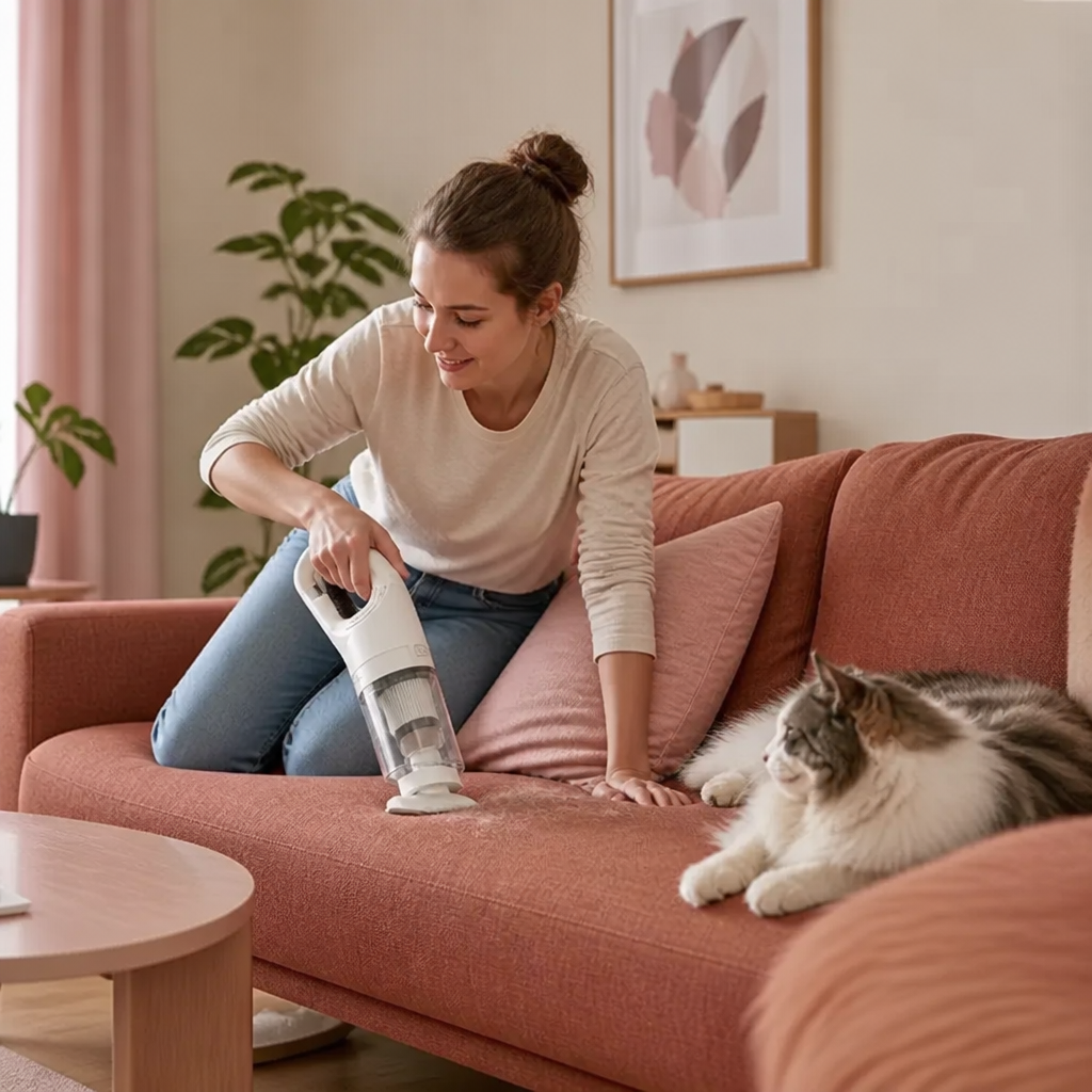 Kabelloser Tierhaarstaubsauger für Sofa und Teppich mit Starker Saugkraft
