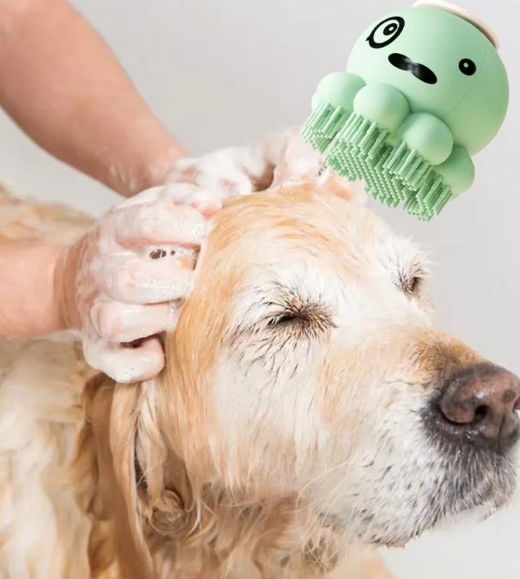 Silikon Haustier-Bürste mit Schaumspender – Effiziente Fellpflege für Hund und Katze