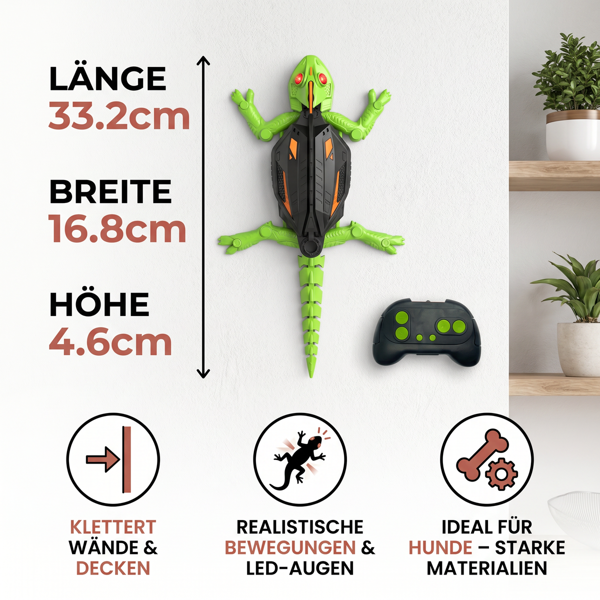 Ferngesteuertes Wand Kletterndes Eidechsen Spielzeug für Hunde
