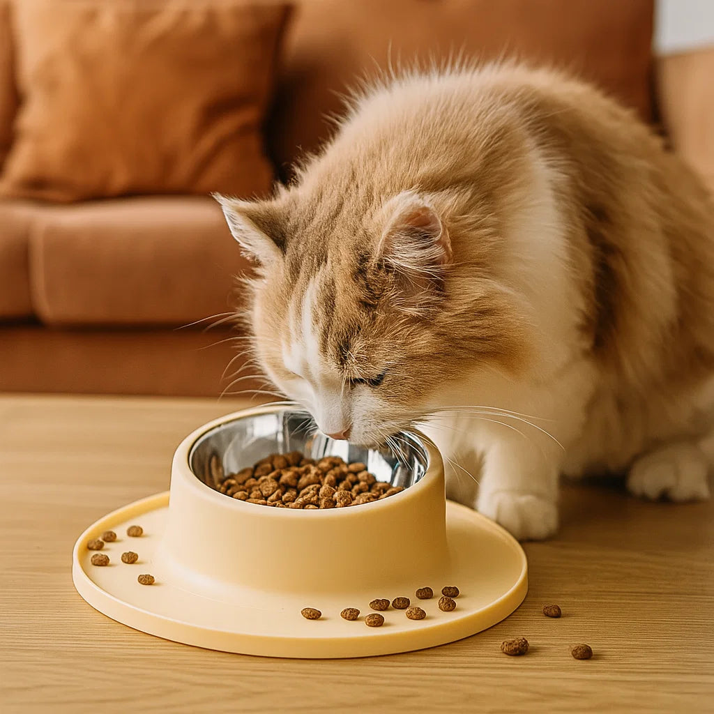 Rutschfeste und Auslaufsichere Edelstahl Futter Schüssel für Katzen