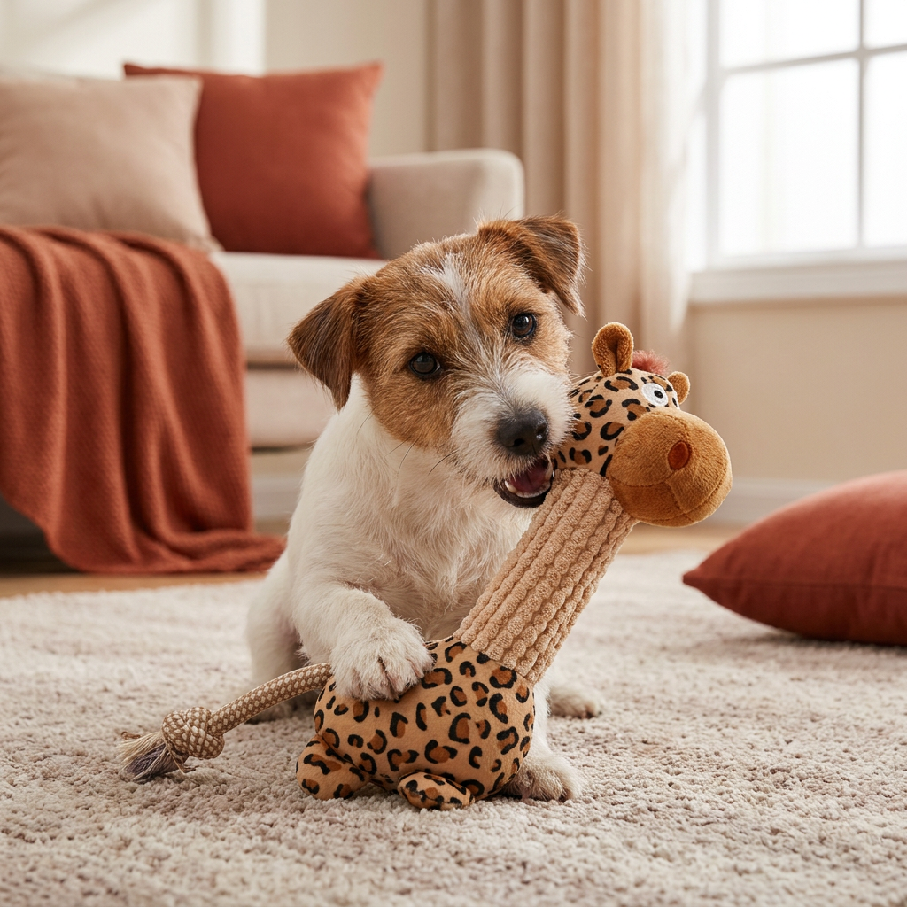 Robustes Plüsch-Hundespielzeug mit Baumwollseil, Quietscher und Zahnreinigungsfunktion