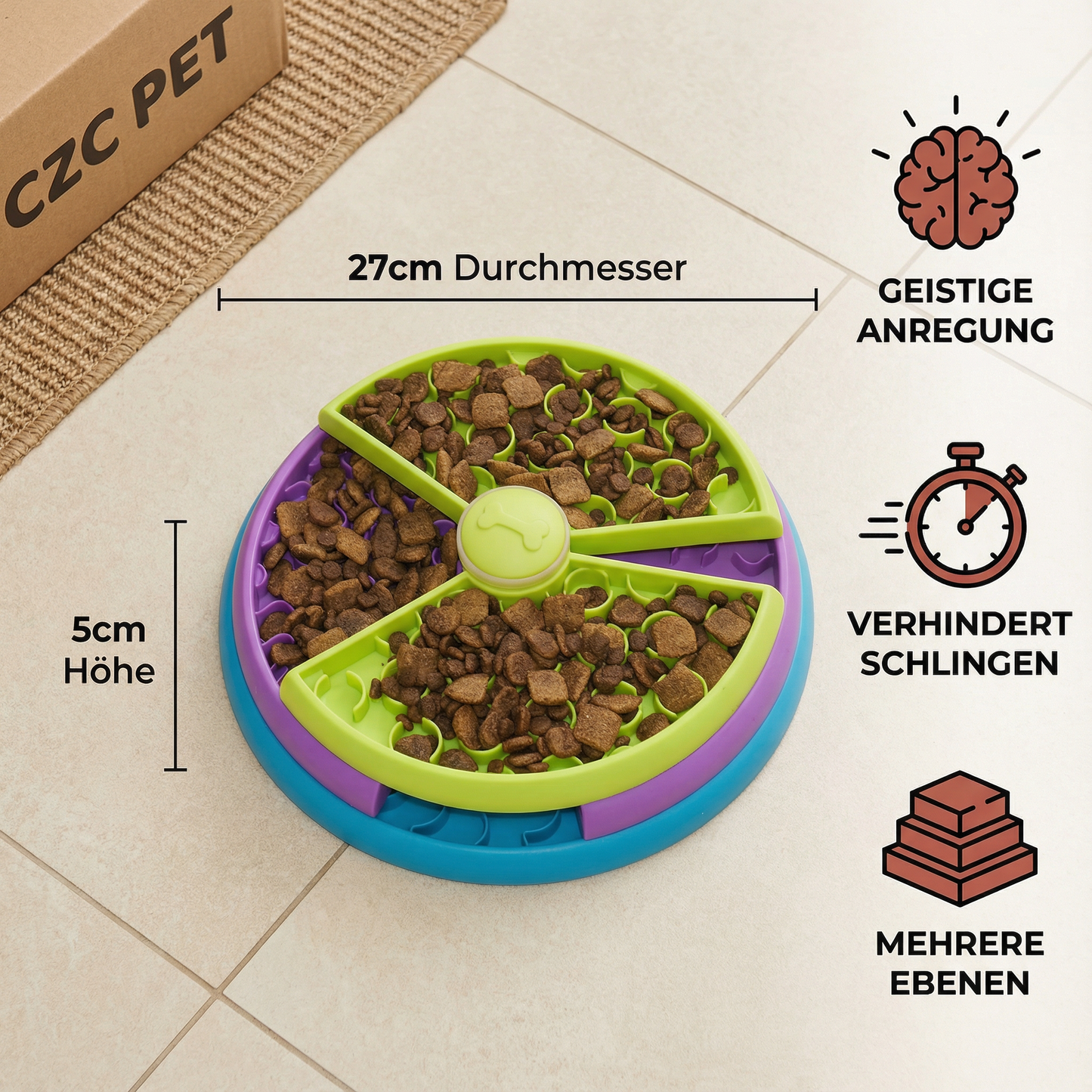 Beschäftigungs-Futternapf mit verschiedenen Ebenen