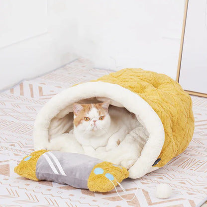 Katzenbett Im Kissen-Design mit Spielzeug für Gemütliche Ruhepausen