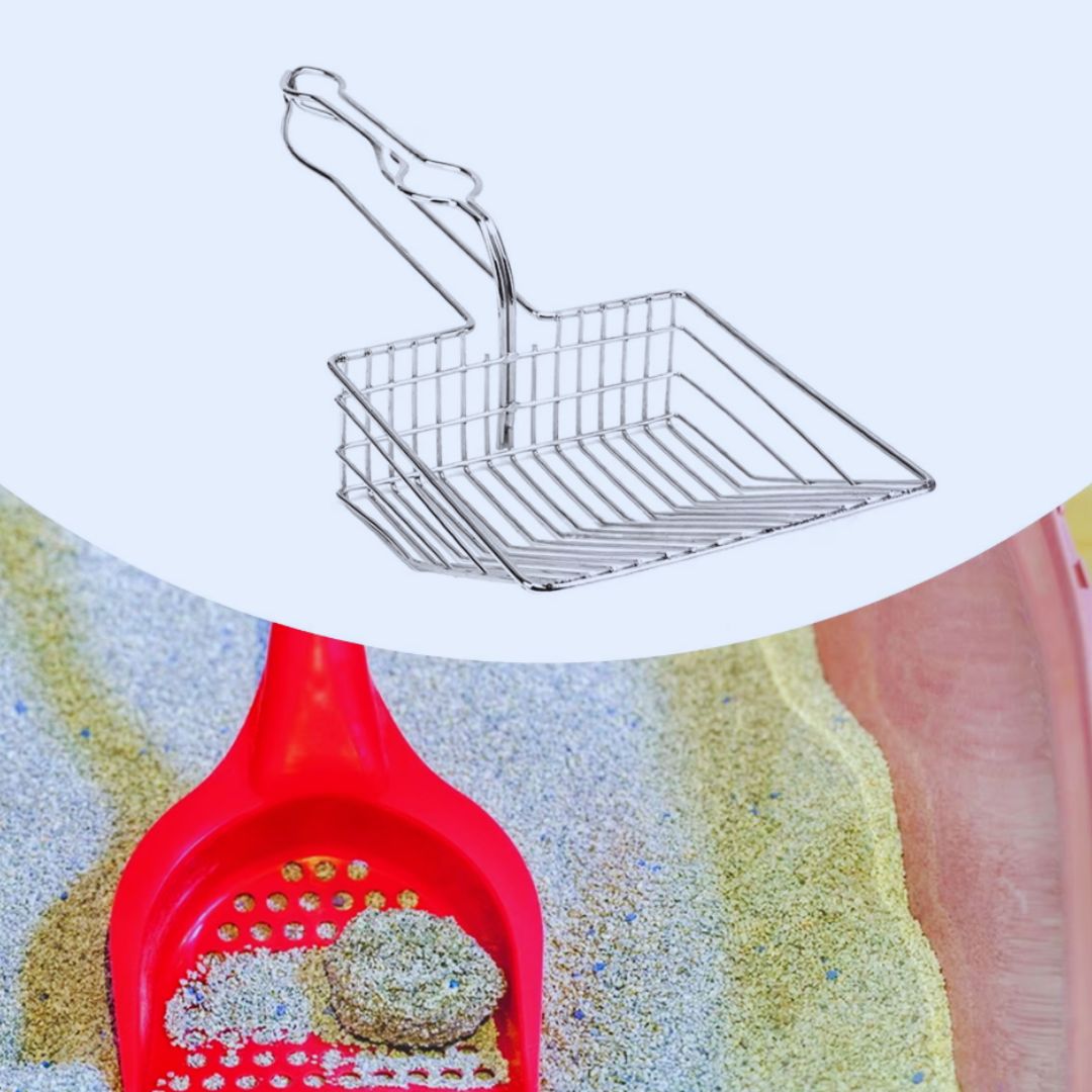 Katzenschaufel Aus Edelstahl für Katzenstreu mit Extra Breiten Schlitzen und Ergonomischem Griff