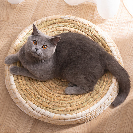 Handgefertigtes Katzennest – Weiches Rundes Haustierbett Aus Naturmaterialien