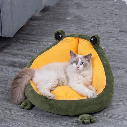 Kuscheliges Frosch-Haustierbett – Weiches Schlafsofa für Hunde und Katzen