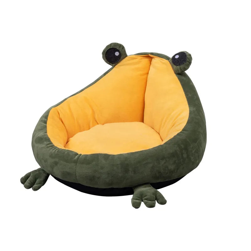 Kuscheliges Frosch-Haustierbett – Weiches Schlafsofa für Hunde und Katzen
