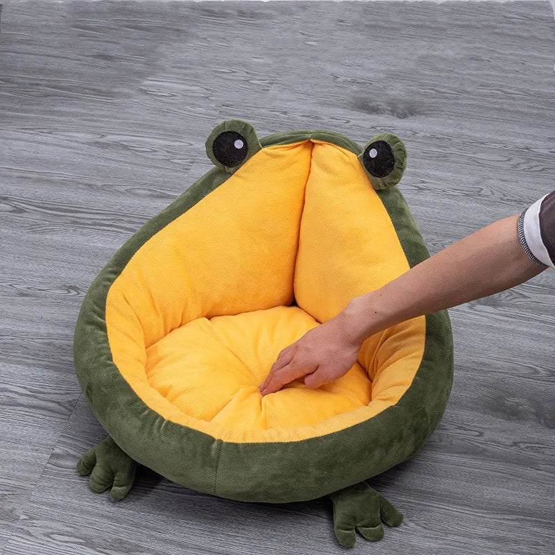 Kuscheliges Frosch-Haustierbett – Weiches Schlafsofa für Hunde und Katzen