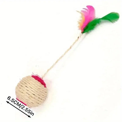 Interaktiver Katzenball mit Feder Und Sisal-Seil