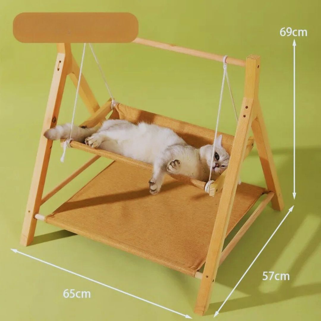 Hängendes Katzenbett – Verstellbares Katzen-Hängemattenschlafplatz Aus Holz Verschiedene Farben