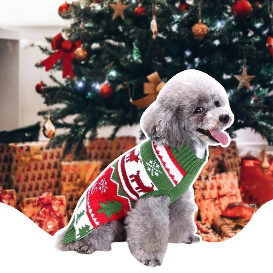 Weihnachtlicher Hundepullover Mit Schneeflocken