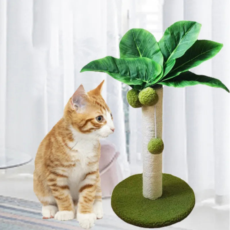 Katzenkratzbaum Im Palmen-Design – Sisal Kratzbaum mit Bällen zum Spielen