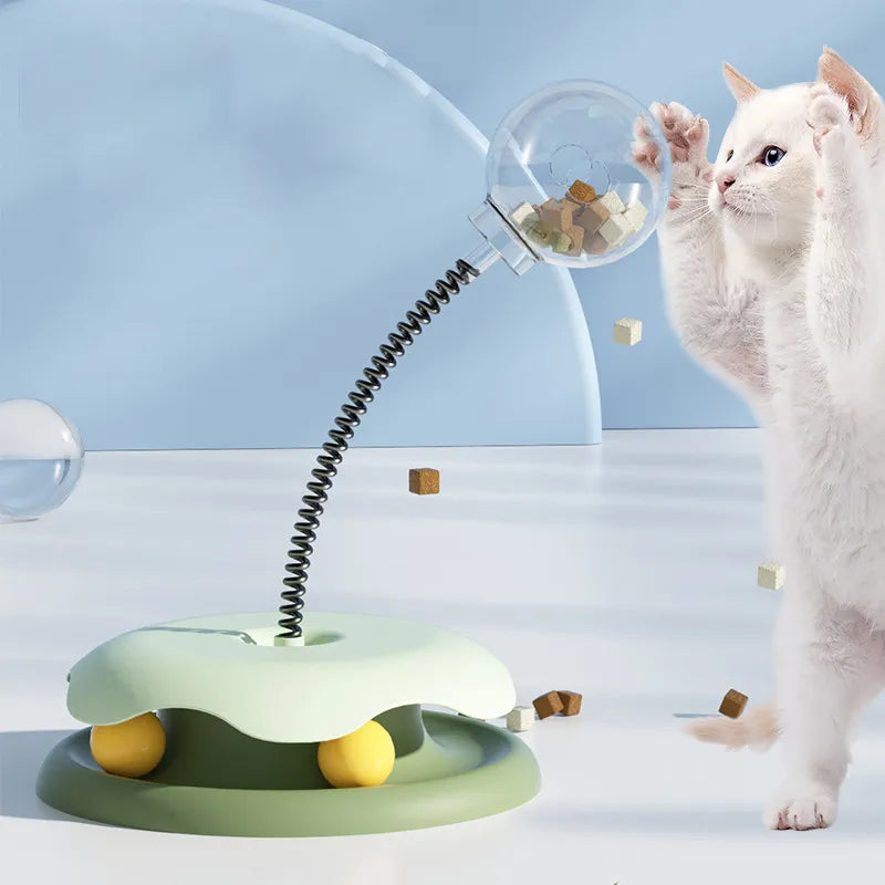 Interaktives Katzenspielzeug Mit Leckerli-dispenser Und Flexibler Stange