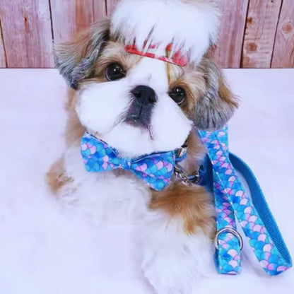 Verstellbares Hundehalsband mit Meerjungfrauen-Muster und Metallverschluss