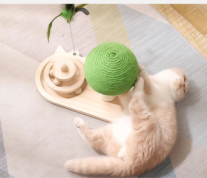 Katzenspielzeug Mit Kratzbaum Und Federn – Interaktive Spielstation Für Katzen