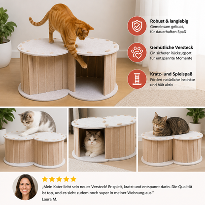 2-in-1 interaktives Katzenbett & Kratzversteck zum Spielen
