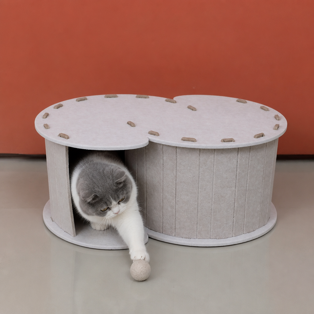 2-in-1 interaktives Katzenbett & Kratzversteck zum Spielen