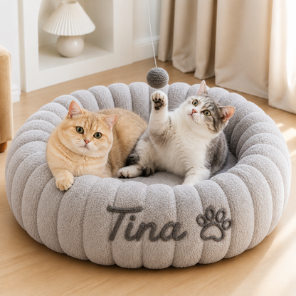 Personalisiertes Rundes flauschiges Katzenbett