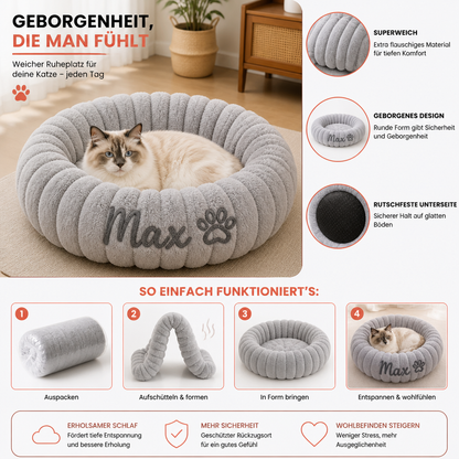 Personalisiertes Rundes flauschiges Katzenbett