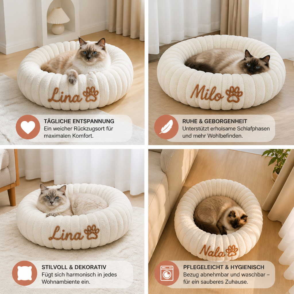 Personalisiertes Rundes flauschiges Katzenbett