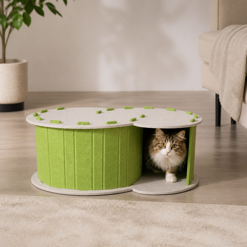 2-in-1 interaktives Katzenbett & Kratzversteck zum Spielen