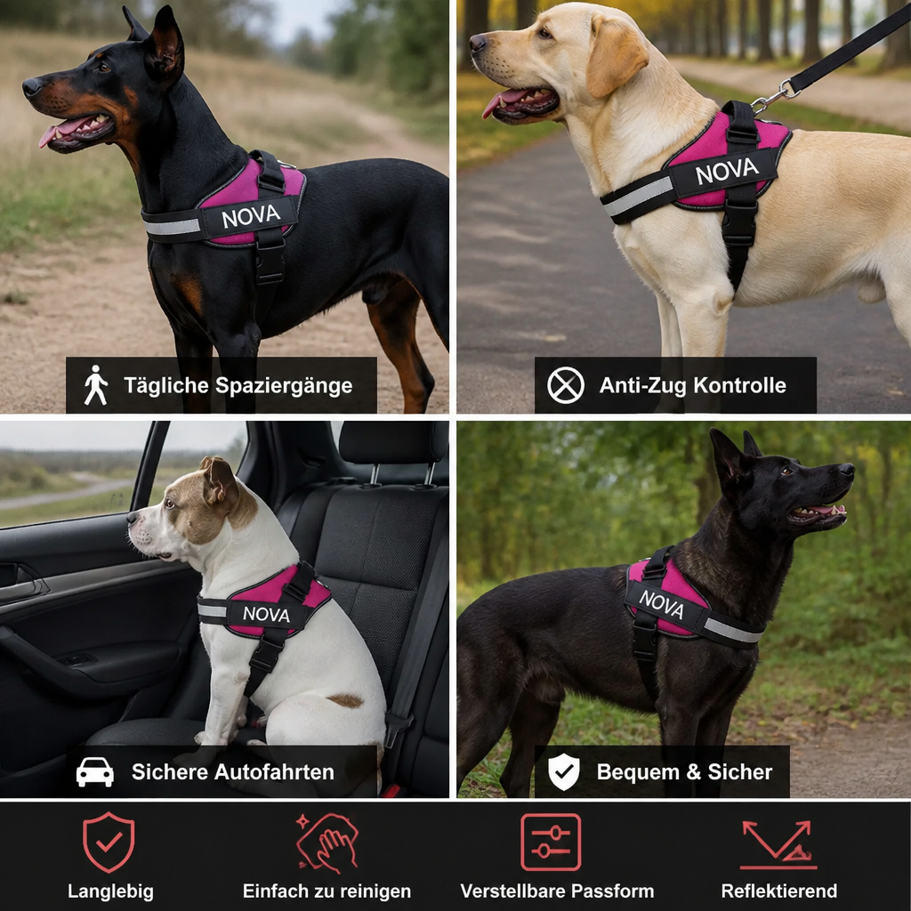 Personalisiertes Anti-Zug-Hundegeschirr für entspanntere Spaziergänge