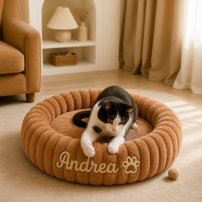 Personalisiertes Rundes flauschiges Katzenbett