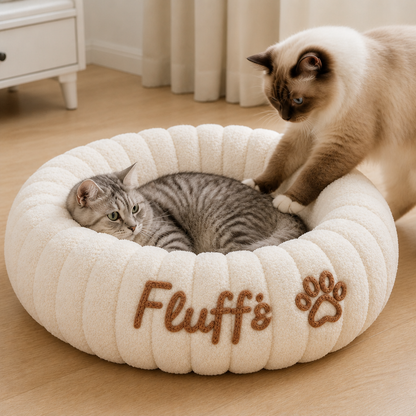 Personalisiertes Rundes flauschiges Katzenbett