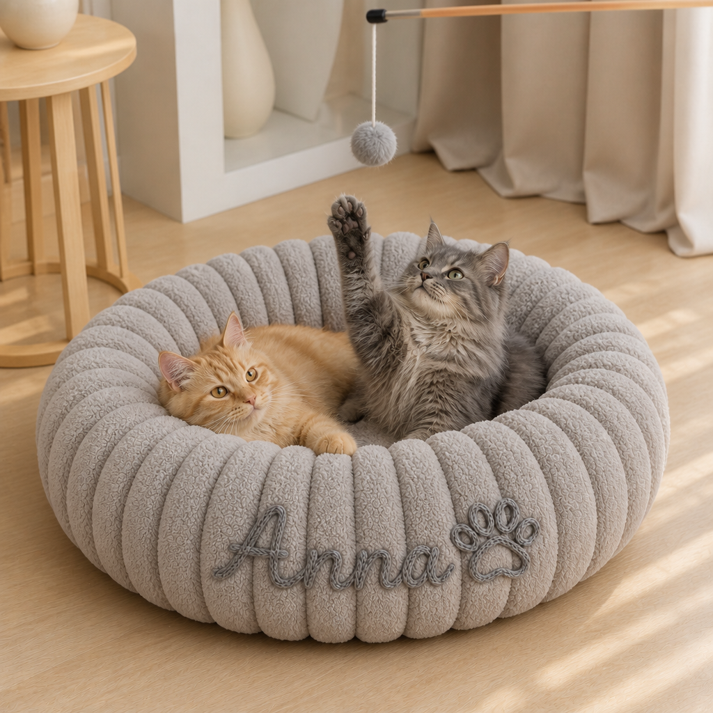 Personalisiertes Rundes flauschiges Katzenbett