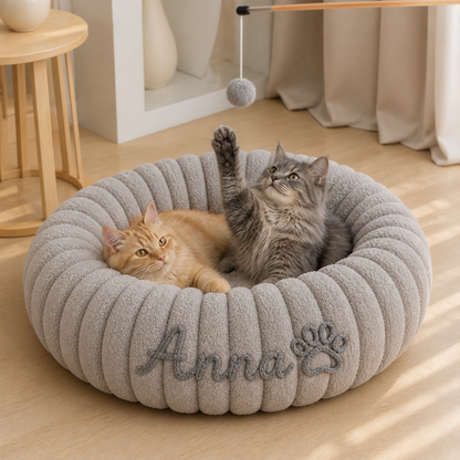 Personalisiertes Rundes flauschiges Katzenbett