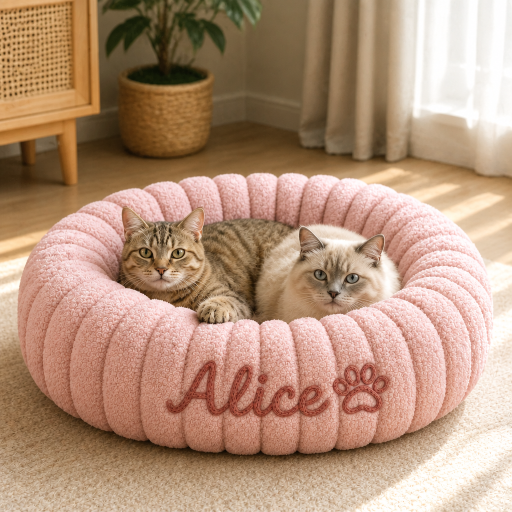 Personalisiertes Rundes flauschiges Katzenbett