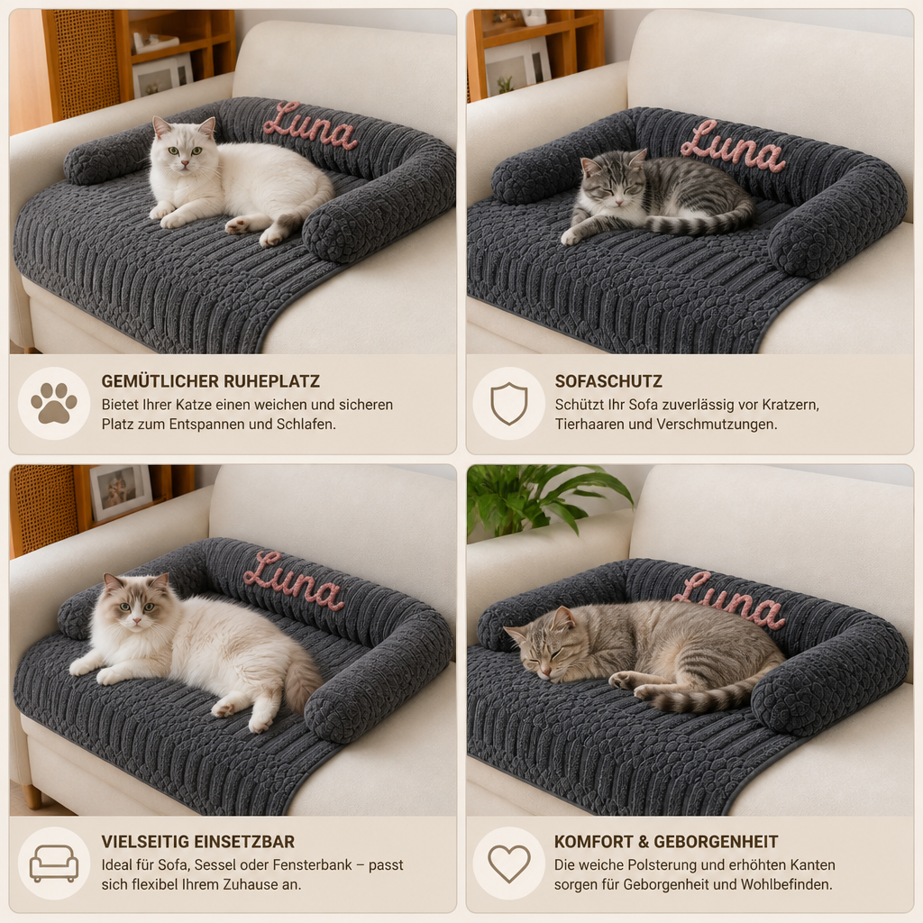 Personalisiertes Flauschiges Katzen-Sofabett & Schützender Sofabezug